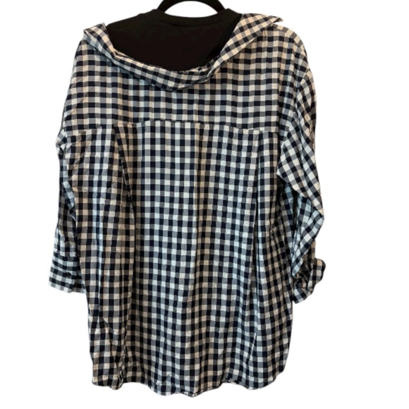 Maje Livie Trompe L'Oeil shirt in a black and white gingham plaid print - Picture 4 of 5